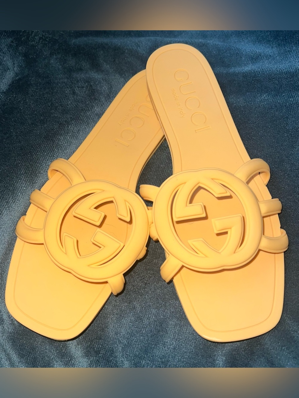 Gucci Yellow Logo Rubber Slide Sandals